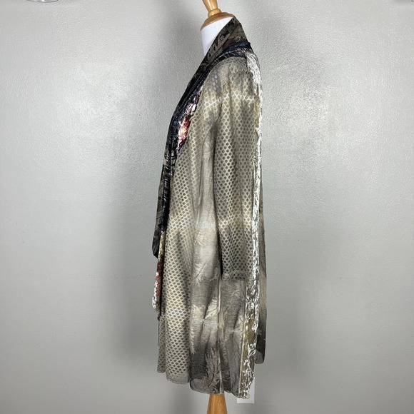 Kamana Cardigan Womens L Open Floral Velvet Burnout Forest Fairy Boho Festival - Picture 11 of 16